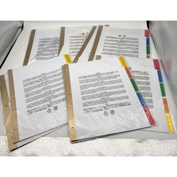 5-Tab Binder Dividers with tags Insertable Multicolor Big Tabs, 9 sets NEW - Picture 1 of 3